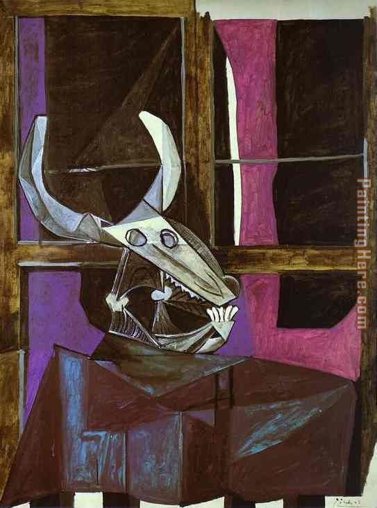 Still Life with Steers Skull painting - Pablo Picasso Still Life with Steers Skull art painting